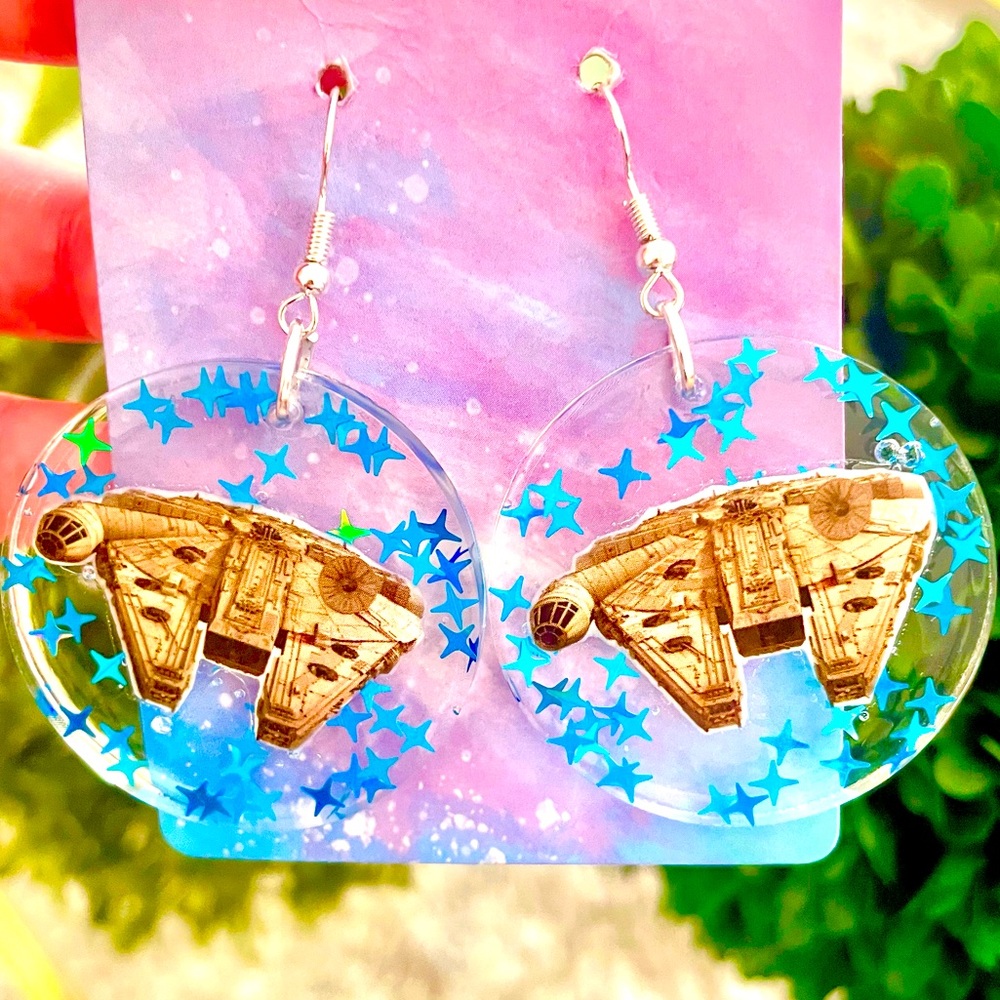 Millennium Falcon Acrylic Dangle Earrings